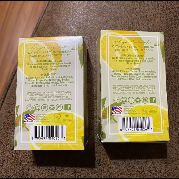 Shugar SoapWorks Plant Based Scented Bar Soap Oatmeal & Lemon Verbena (2) New - Picture 8 of 9